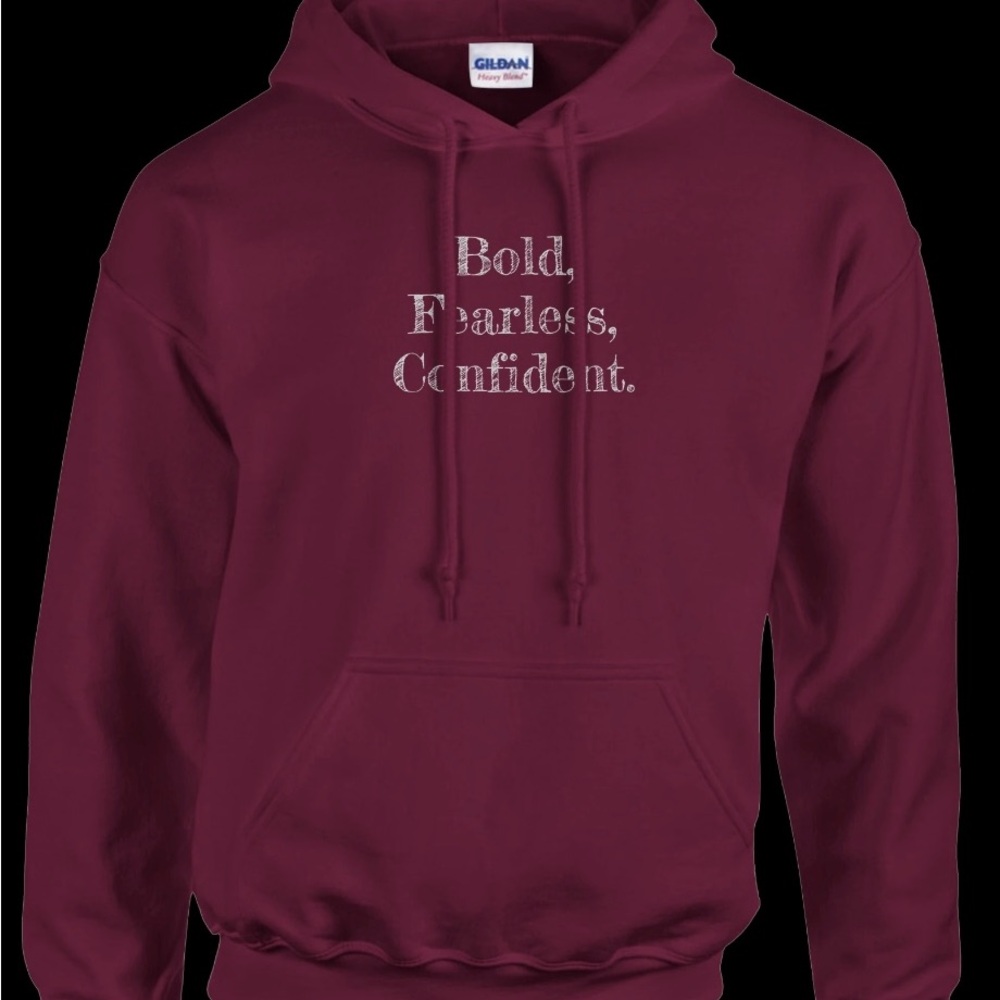 Gildan Burgundy Hoodie with Inspirational Text